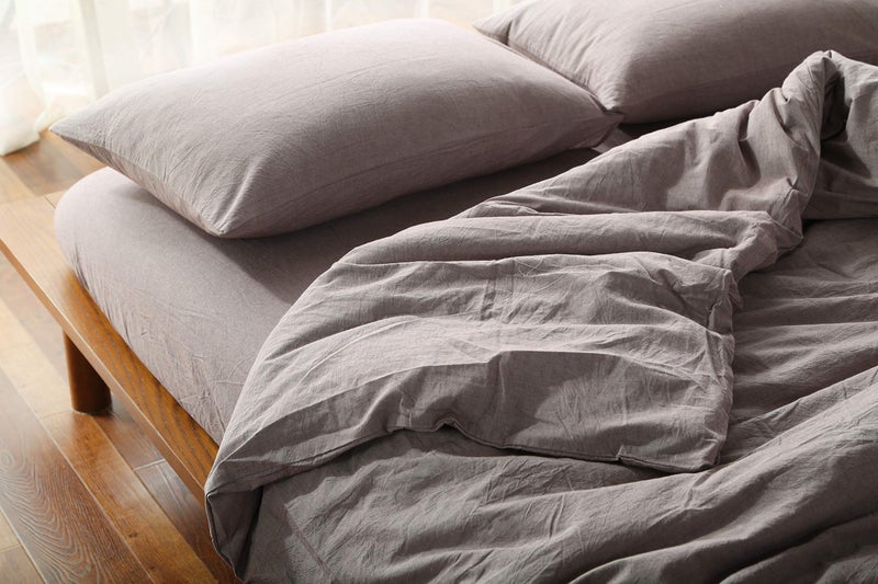 F.Y.Dreams 100% Washed Cotton Duvet Cover for Weighted Blanket 48x72 inches with 8 Ties, Zipper on Long Side/Purple Bean Paste/Just Duvet Cover - Image 4